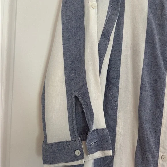 Tommy Bahama Beach Cover Up Navy and White Pockets Fringe M EUC - Picture 4 of 7